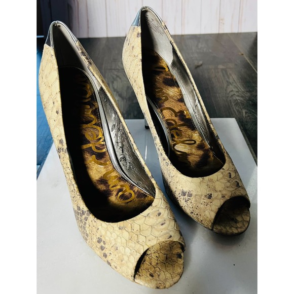 Sam Edelman snakeskin print open toe heels sz 10 - Picture 5 of 5